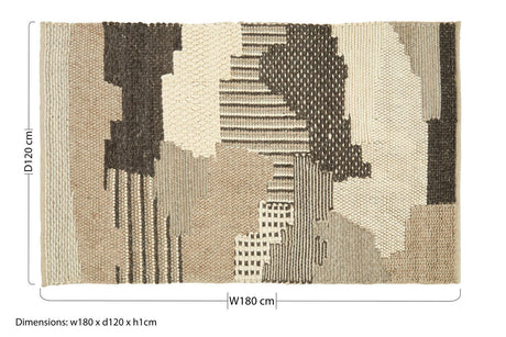 Orsina Textured Rug in neutral tones with a modern abstract pattern and woven details