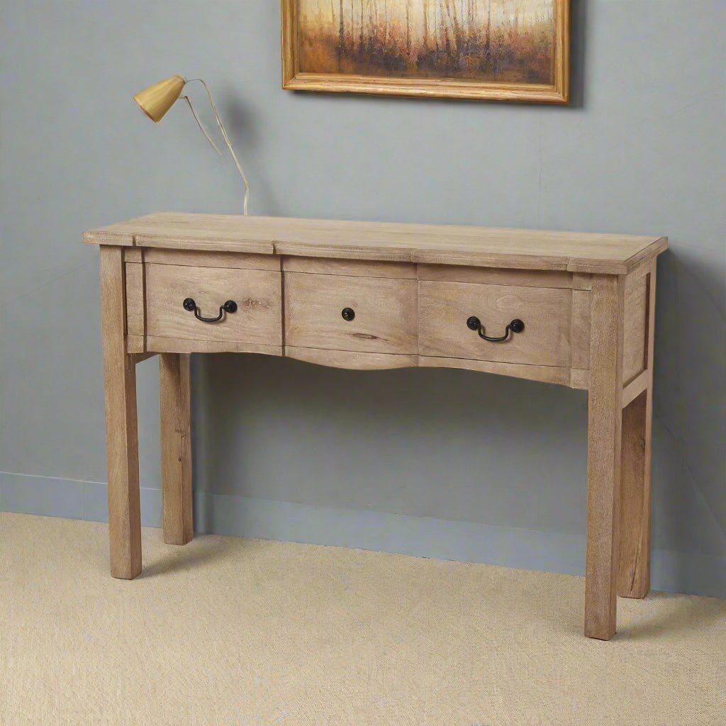 Copgrove Collection Three Drawer Console BROWN WOOD Shades 4 Seasons