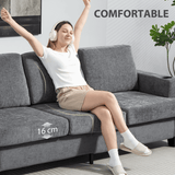 HOMCOM Three Seater Sofa, Fabric Sofa with USB Ports and Cup Holders, Grey HOMCOM