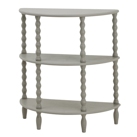 Shades 4 Seasons Three Tier Table with stylish twisted legs and a soft grey finish