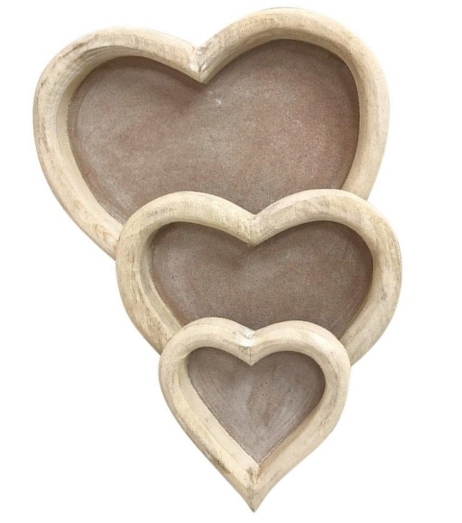 Three Wooden Heart Trays Geko Products