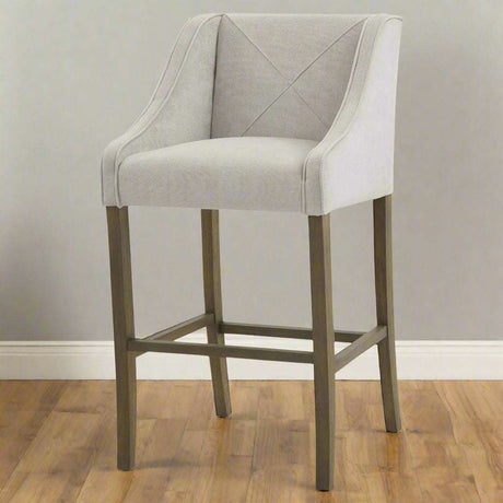 Shades 4 Seasons Grey Upholstered High-Back Bar Stool GREY WOOD Shades 4 Seasons