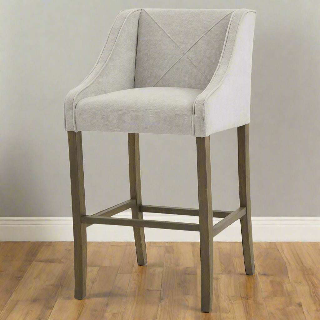Shades 4 Seasons Grey Upholstered High-Back Bar Stool GREY WOOD Shades 4 Seasons