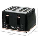 Wise Galleria 4-Slice Toaster in Black with Elegant Design and Adjustable Settings