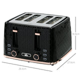 Wise Galleria 4-Slice Toaster in Black with Elegant Design and Adjustable Settings