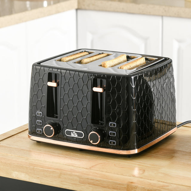 Wise Galleria Toaster with Four Slots and Stylish Black Design for Even Toasting