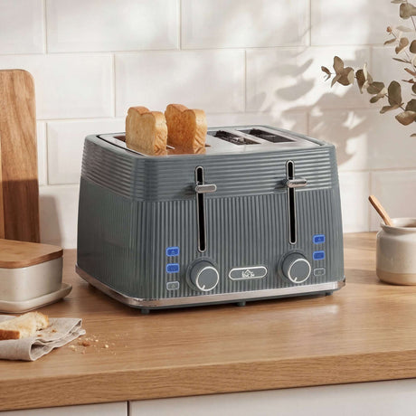 Wise Galleria Toaster in Grey with Two Slots and Adjustable Browning Control for Perfect Toast