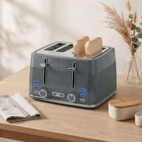Wise Galleria sleek toaster in grey with four slots for toasting bread evenly