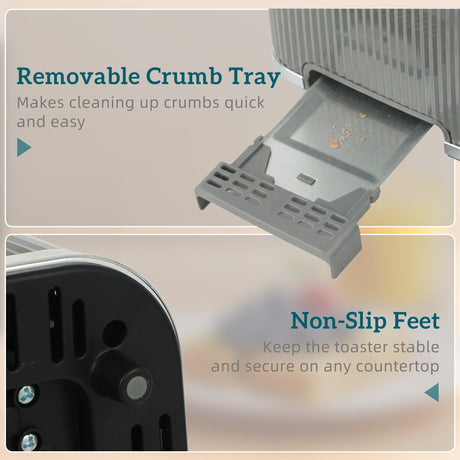 Wise Galleria Toaster with Removable Crumb Tray and Non-Slip Feet for stability on countertops