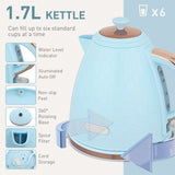 Wise Galleria 1.7L Kettle in Blue with 360 Rotating Base and Water Level Indicator for Toaster Set