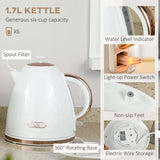 Wise Galleria 1.7L Kettle with Light-up Power Switch and 360 Rotating Base in White, part of the Toaster Set