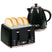 Wise Galleria Toaster Set with Black Finish and Honeycomb Design, Includes Toaster and Kettle