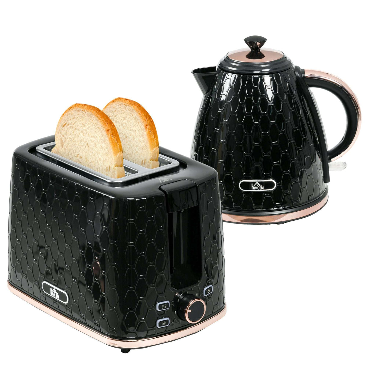 Wise Galleria Toaster Set featuring a sleek black toaster and matching kettle with stylish design