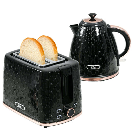 Wise Galleria Toaster Set featuring a sleek black toaster and matching kettle with stylish design