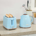 Wise Galleria Toaster Set in pastel blue, featuring a toaster and kettle on a kitchen countertop