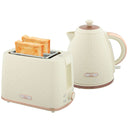 Wise Galleria Toaster Set featuring a stylish kettle and toaster in cream with rose gold accents