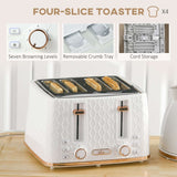 Wise Galleria Four-Slice Toaster Set with Seven Browning Levels and Removable Crumb Tray