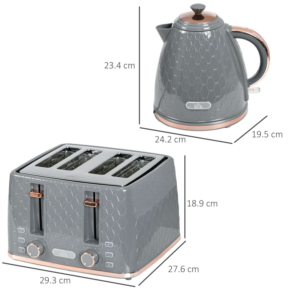 Wise Galleria Toaster Set with Stylish Design including 4-Slice Toaster and Matching Kettle