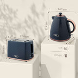 Wise Galleria Toaster Set features a stylish toaster and kettle in navy with rose gold accents