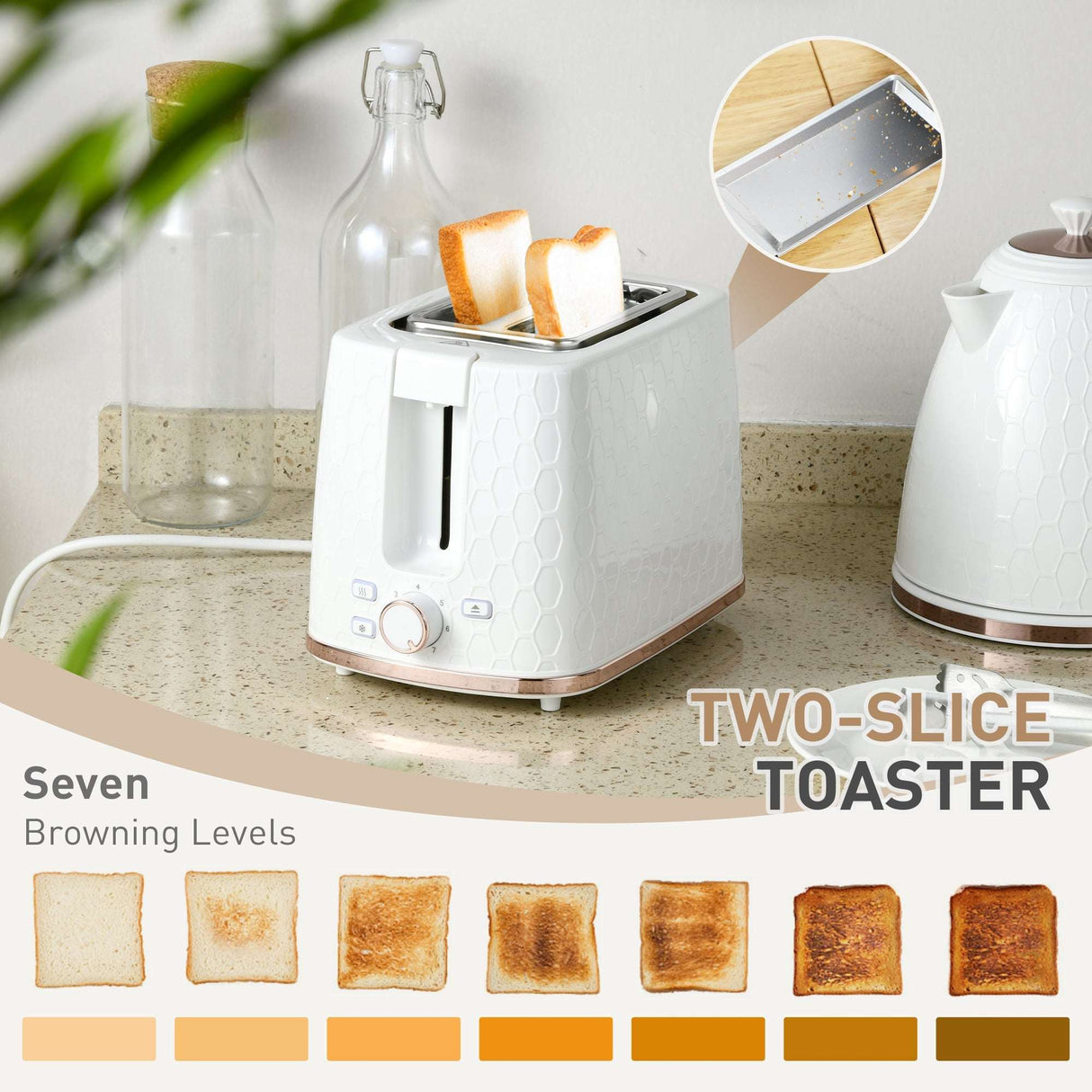 Wise Galleria Toaster Set featuring a two-slice design with seven adjustable browning levels