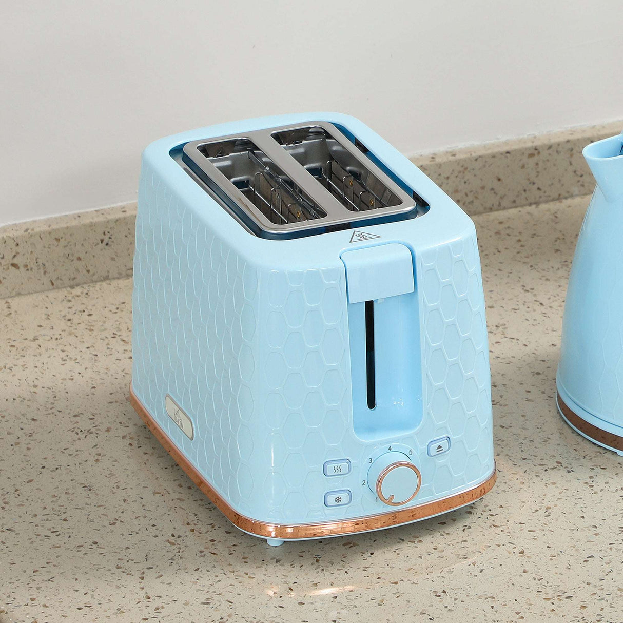 Wise Galleria Blue Toaster Set with Two Slots and Adjustable Browning Control for Perfect Toast