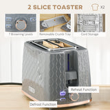 Wise Galleria Toaster Set with 7 Browning Levels, Removable Crumb Tray, and Cord Storage
