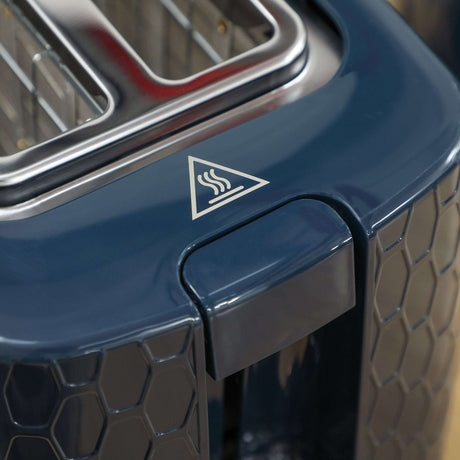 Close-up of Wise Galleria Toaster Set with warning icon and sleek design for efficient toasting