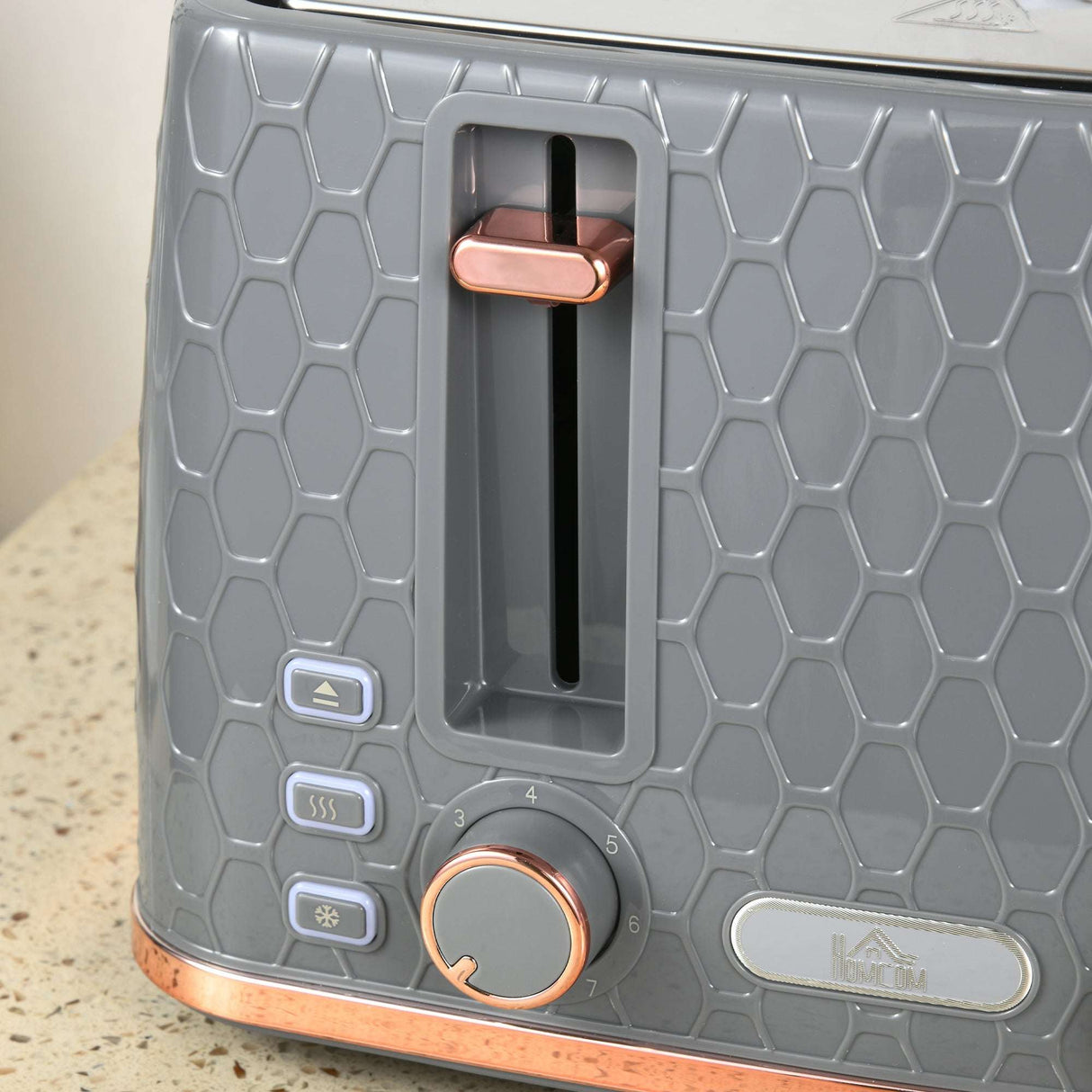 Wise Galleria Toaster Set in grey with honeycomb design and adjustable browning control
