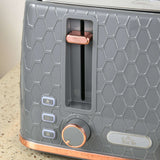 Wise Galleria Toaster Set in grey with honeycomb design and adjustable browning control