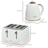 Wise Galleria Toaster Set featuring a stylish toaster and kettle in white with rose gold accents