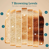 Toaster with 7 browning levels to achieve your preferred golden finish for toast