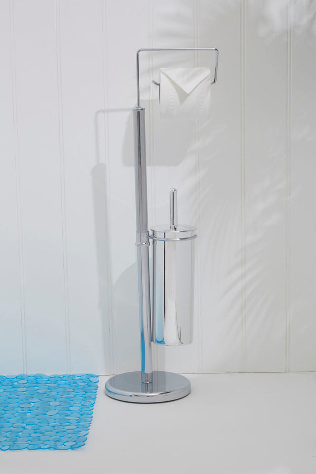 Orsina Toilet Brush and Roll Holder in sleek chrome design for modern bathrooms