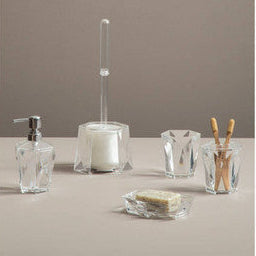 Orsina Toilet Brush Holder in Clear Crystal Design for Elegant Bathroom Decor
