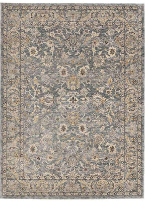 Elegant traditional rug with intricate floral patterns in soft blue and beige hues for classic home decor
