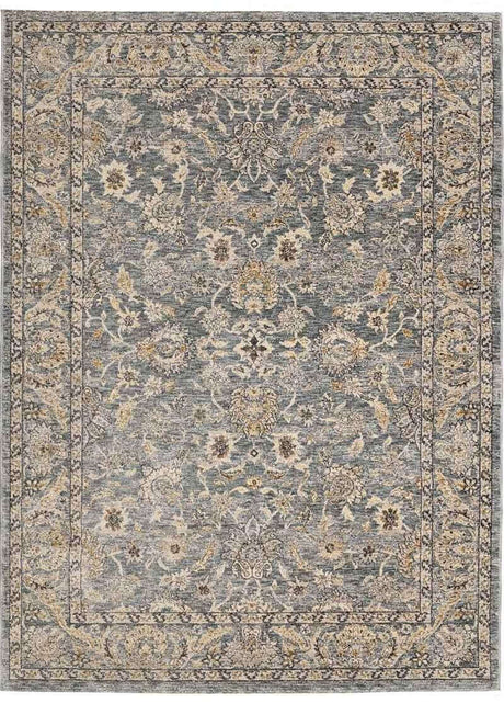 Elegant traditional rug with intricate floral patterns in soft blue and beige hues for classic home decor