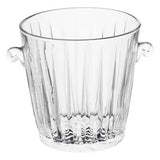 Clear glass ice bucket with ribbed design and sturdy handles for stylish entertaining