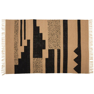 Orsina Trenza Rug with Geometric Patterns in Black and Beige for Stylish Home Decor