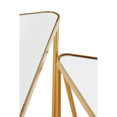 Avantis Set Of 2 Gold Finish Triangle Tables Orsina
