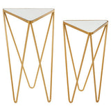 Avantis Set Of 2 Gold Finish Triangle Tables Orsina