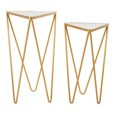 Avantis Set Of 2 Gold Finish Triangle Tables Orsina