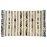 Orsina Tribal Rug with Geometric Patterns and Tassels in Earthy Tones for Home Decor