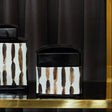 Orsina decorative Trinket Box with a bold striped design in black and beige hues