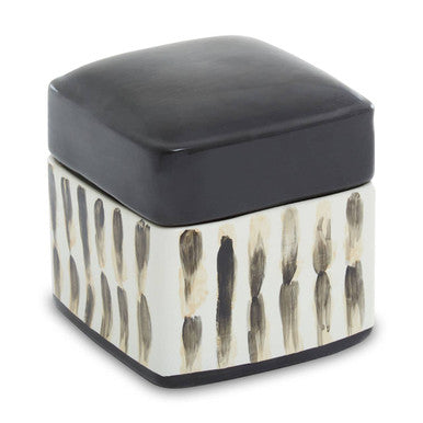 Orsina decorative Trinket Box featuring a black lid and artistic patterned base for stylish storage