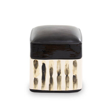 Orsina Decorative Trinket Box with a Black Lid and Artistic Brushstroke Design
