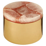 Orsina Trinket Box with a pink marble lid and gold base for elegant storage