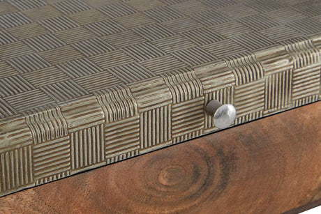 Orsina decorative Trinket Box with textured patterned lid and wooden base for stylish storage