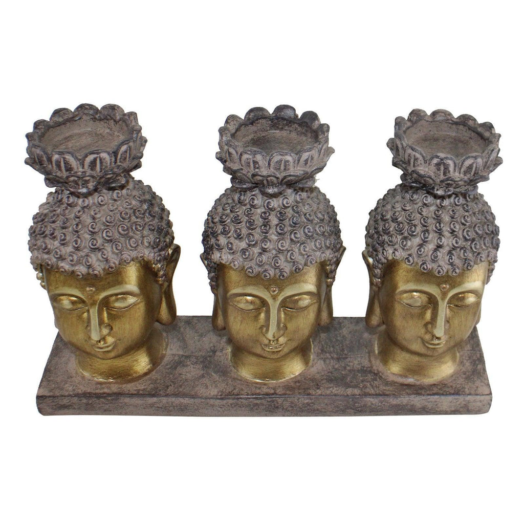 Triple Candle Holder, Buddha Design Geko Products