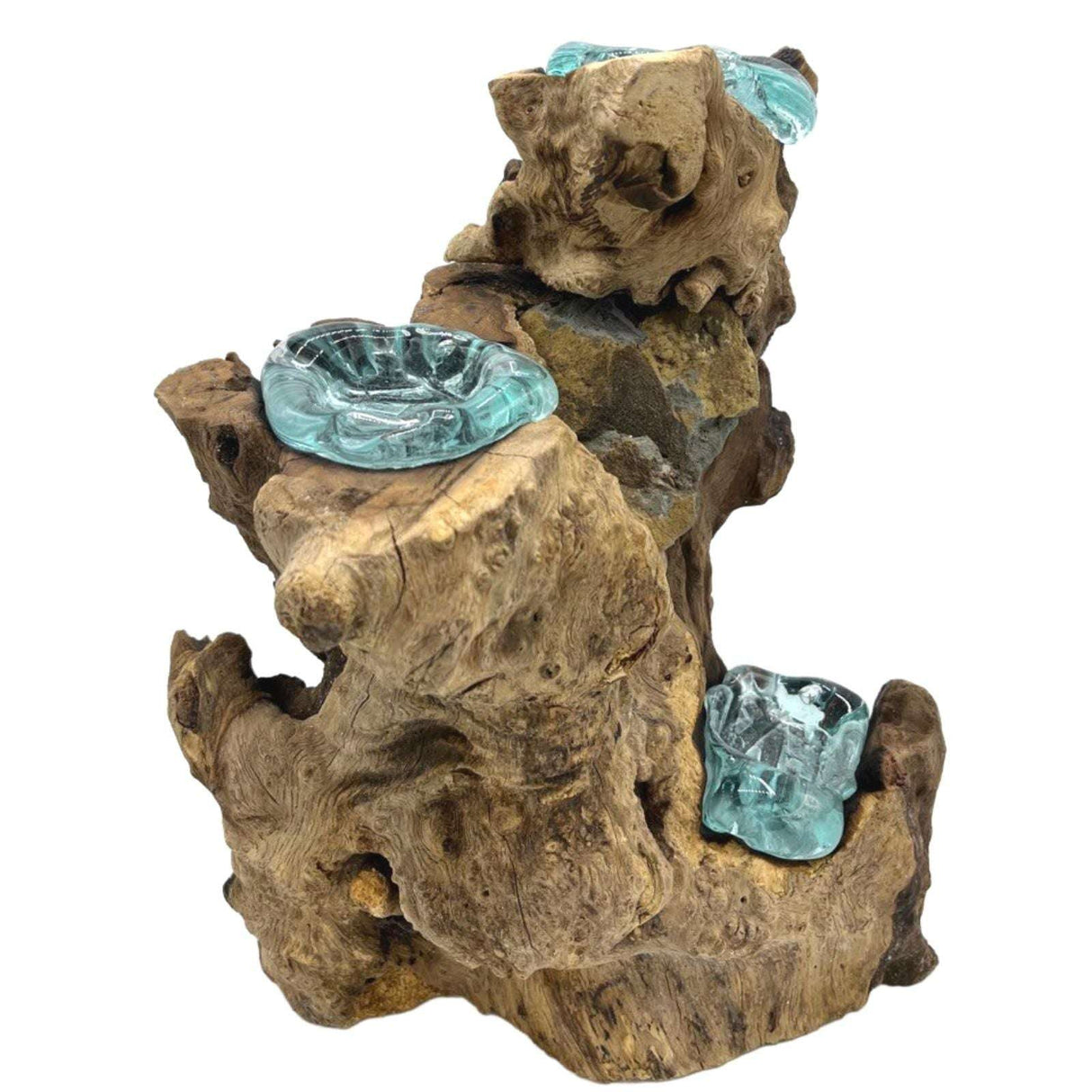 Molton Glass Triple Candle Holder on Wood AW Dropship UK