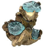 Molton Glass Triple Candle Holder on Wood AW Dropship UK