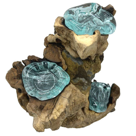 Molton Glass Triple Candle Holder on Wood AW Dropship UK